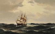 Carl Bille A ship in stormy waters Sweden oil painting artist